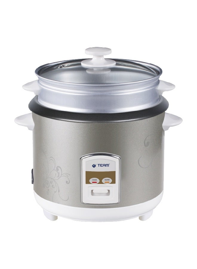 Team 2.2L Rice Cooker & Food Steamer – Non-Stick Pot, Auto Cook & Keep Warm, 900W Electric Kitchen Appliance – Silver - Image 1